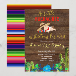 Fiesta Baby Muchacho First Birthday Invitation Kaart