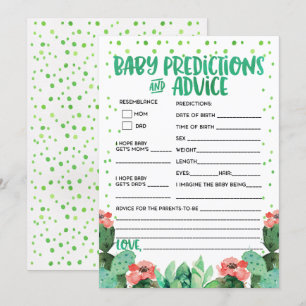 Fiesta Baby Predictions Advice Baby shower Game Kaart