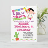 Fiesta Baby shower, Baby Senorita Invite Kaart (Staand voorkant)