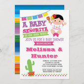 Fiesta Baby shower, Baby Senorita Invite Kaart (Voorkant / Achterkant)