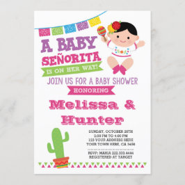 Fiesta Baby shower, Baby Senorita Invite Kaart