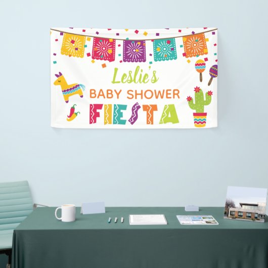 Fiesta Baby shower Banner - Witte achtergrond (Beurs)
