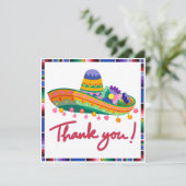 Fiesta Baby shower bedankkaart – kleurrijke Sombr (Staand voorkant)