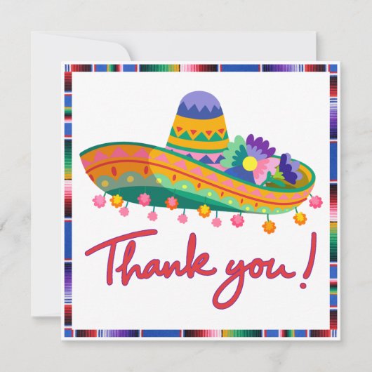 Fiesta Baby shower bedankkaart – kleurrijke Sombr (Voorkant)