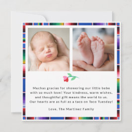 Fiesta Baby shower bedankkaart – kleurrijke Sombr