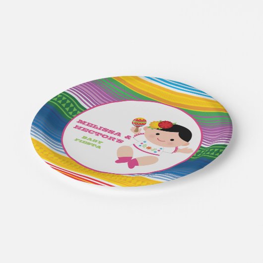 Fiesta Baby shower Borden, Mexicaanse Partij Papieren Bordje (Gekanteld)