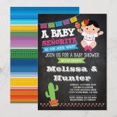 Fiesta Baby shower, Chalkboard Invite Kaart (Voorkant / Achterkant)