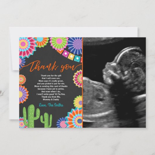 Fiesta Baby shower Dank je wel Mexicaanse cactus Bedankkaart (Voorkant)