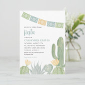 Fiesta Baby shower Invitation, Cactus Baby shower Kaart (Staand voorkant)