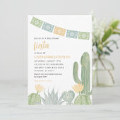 Fiesta Baby shower Invitation, Cactus Baby shower Kaart (Staand voorkant)