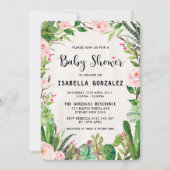 Fiesta Baby shower Invitation Cactus Roze Bloemen Kaart (Voorkant)