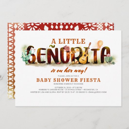 Fiesta Baby shower Invitation Mexican Fun Kaart (Voorkant / Achterkant)