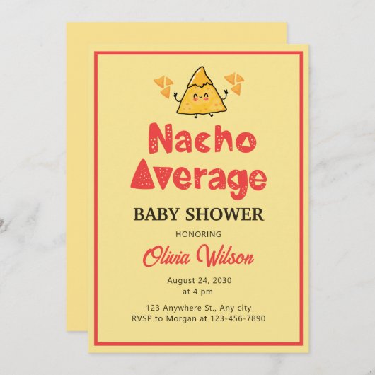 Fiesta Baby shower Invitation Nacho Gemiddelde Sho Kaart (Voorkant / Achterkant)