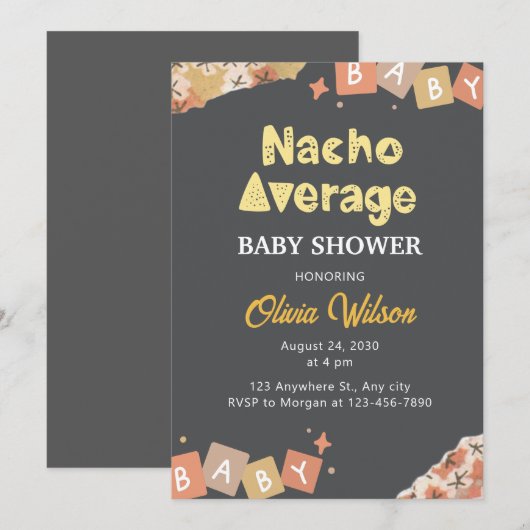Fiesta Baby shower Invitation Nacho Gemiddelde Sho Kaart (Voorkant / Achterkant)