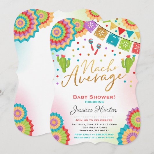 Fiesta Baby shower Invitation Nacho Gemiddelde Sho Kaart (Voorkant / Achterkant)