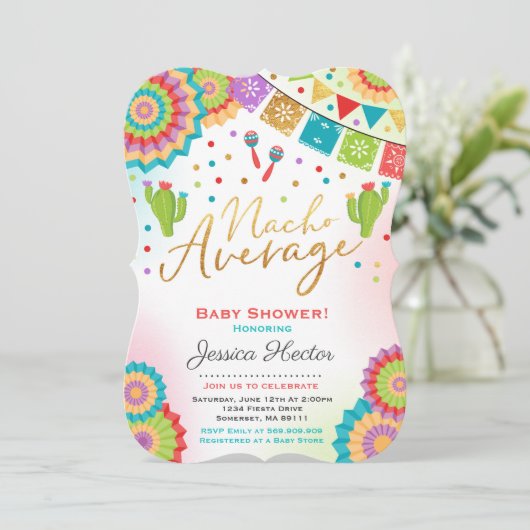 Fiesta Baby shower Invitation Nacho Gemiddelde Sho Kaart (Staand voorkant)