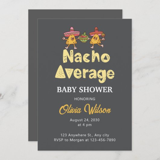 Fiesta Baby shower Invitation Nacho Gemiddelde Sho Kaart (Voorkant / Achterkant)