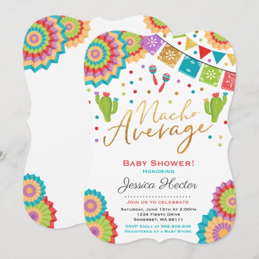 Fiesta Baby shower Invitation Nacho Gemiddelde Sho Kaart (Voorkant / Achterkant)