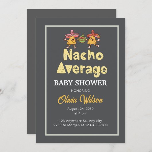 Fiesta Baby shower Invitation Nacho Gemiddelde Sho Kaart (Voorkant / Achterkant)
