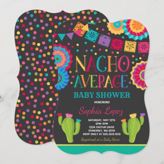 Fiesta Baby shower Invitation Nacho Gemiddelde Sho Kaart (Voorkant / Achterkant)