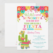 Fiesta Baby shower Invitation~ Piñata en Flowers Kaart (Voorkant / Achterkant)