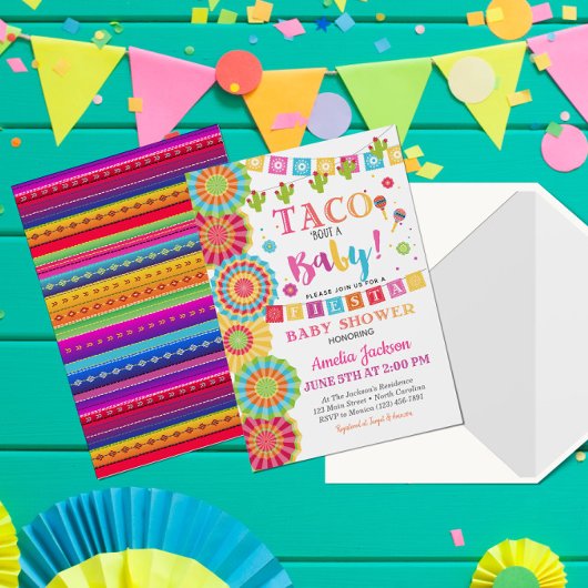 Fiesta Baby shower Invitation Taco Bout A Baby Kaart