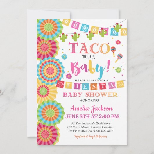 Fiesta Baby shower Invitation Taco Bout A Baby Kaart (Voorkant)