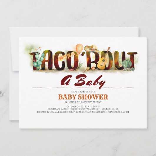 Fiesta Baby shower Invitation Taco Bout A Baby Kaart (Voorkant)