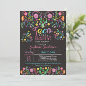 Fiesta Baby shower Invitation Taco over een Baby Kaart (Staand voorkant)
