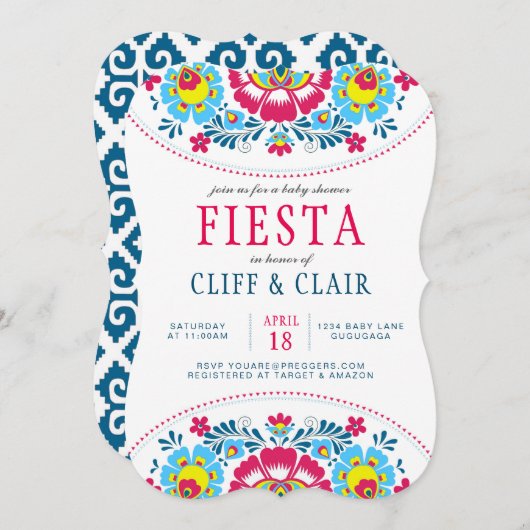 Fiesta Baby shower Invite Kaart (Voorkant / Achterkant)