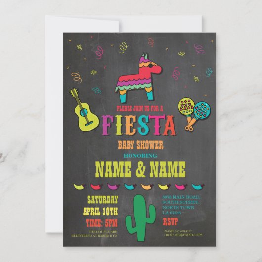 Fiesta Baby shower Koppels Krijt Mexicaans Uitnodi Kaart (Voorkant)