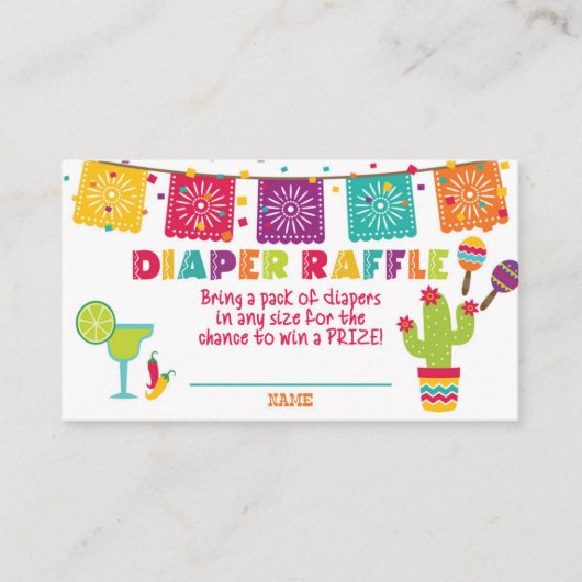 Fiesta Baby shower Luier Raffle Kaart - Wit (Voorkant)