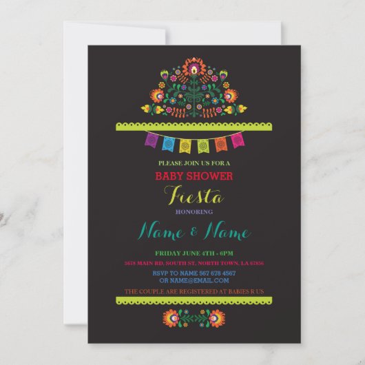 Fiesta Baby shower Mexican Boy Bright Invite Kaart (Voorkant)
