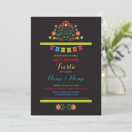 Fiesta Baby shower Mexican Boy Bright Invite Kaart (Staand voorkant)