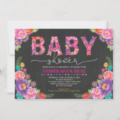 Fiesta-Baby shower | Mexican Floral Chalkboard Kaart (Voorkant)
