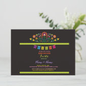 Fiesta Baby shower Mexican Mexico Floral Invite Kaart (Staand voorkant)