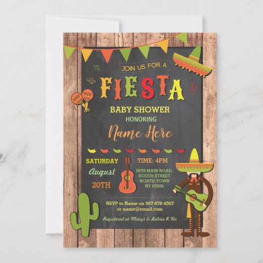 Fiesta Baby shower Party Cactus Fun Mexican Invite Kaart (Voorkant)