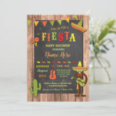 Fiesta Baby shower Party Cactus Fun Mexican Invite Kaart (Staand voorkant)