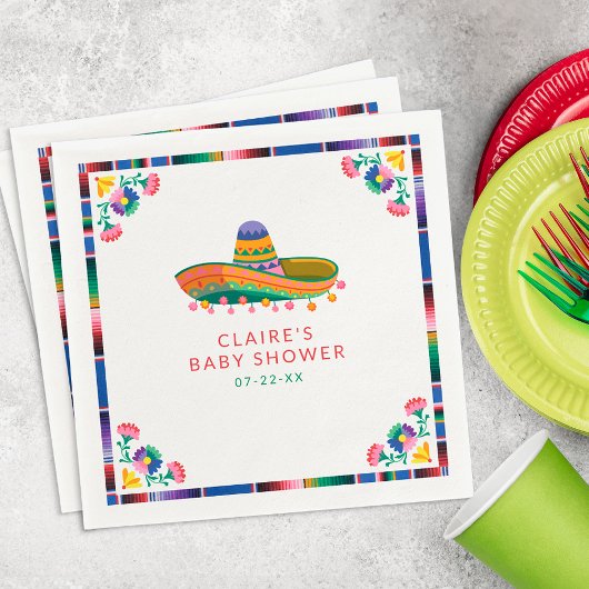 Fiesta Baby shower servetten – Floral Sombrero Tac