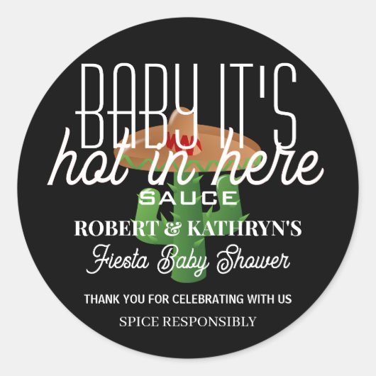 Fiesta Baby shower Specialized Hot Sauce Classic Ronde Sticker (Voorkant)