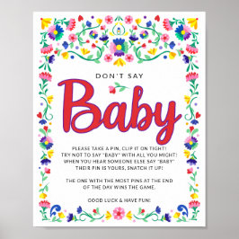Fiesta Baby shower Spel Zeg geen Baby Poster