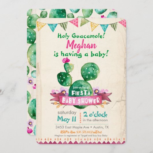 Fiesta Baby shower Uitnodiging (Voorkant / Achterkant)