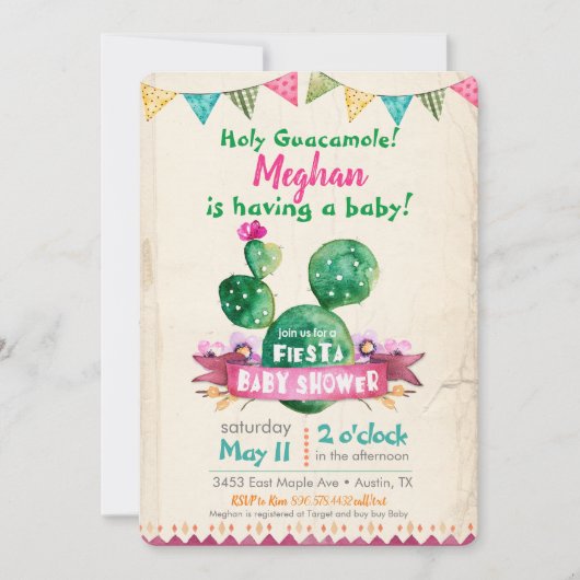 Fiesta Baby shower Uitnodiging (Voorkant)