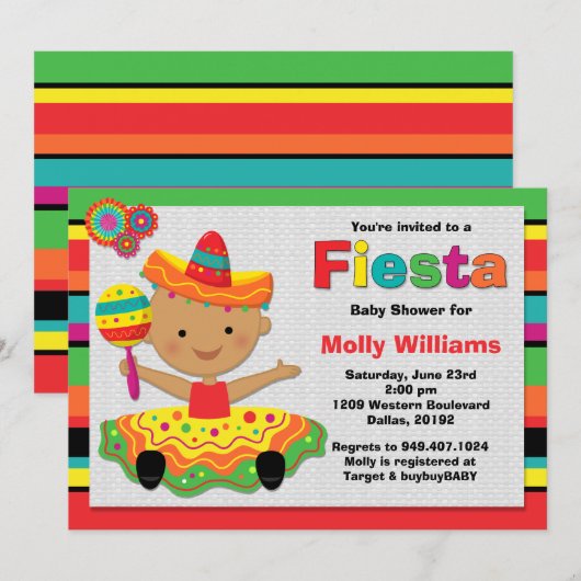 Fiesta Baby shower Uitnodiging (Voorkant / Achterkant)