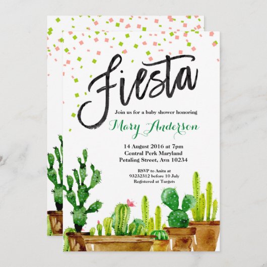 Fiesta Baby shower Uitnodiging (Voorkant / Achterkant)