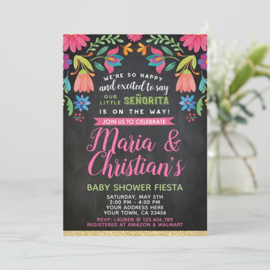 Fiesta Baby shower Uitnodiging (Staand voorkant)