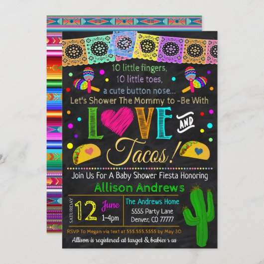 Fiesta Baby shower Uitnodiging (Voorkant / Achterkant)
