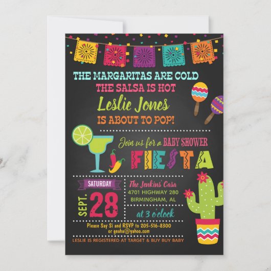 Fiesta Baby shower Uitnodiging (Voorkant)