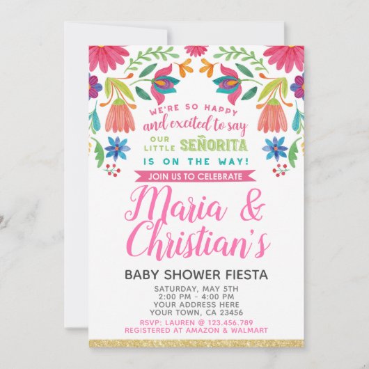 Fiesta Baby shower Uitnodiging (Voorkant)