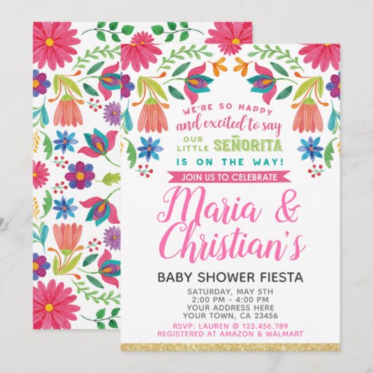 Fiesta Baby shower Uitnodiging (Voorkant / Achterkant)
